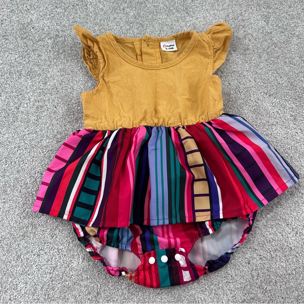 PatPat Ruffled Yellow and Red Babydoll Dress 6-9 months